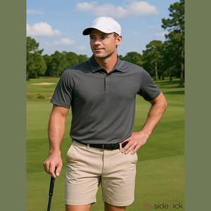 MEN'S Grand Slam Heathered Mini Plaid Printed Golf Polo